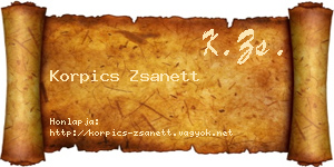 Korpics Zsanett névjegykártya